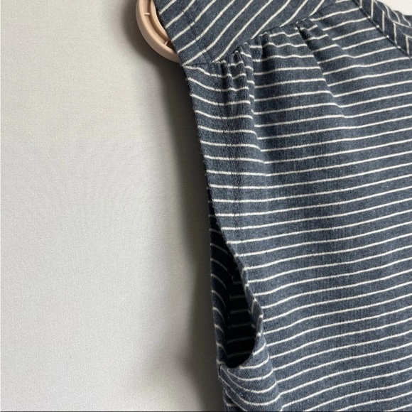 Sundance Day to Day Coastal Shift Dress Sz L Blue Striped Cap Sleeve Beach - Picture 7 of 11